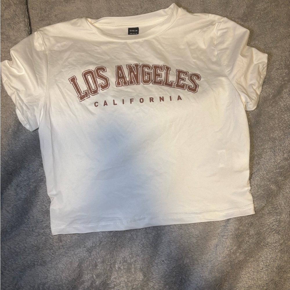 SHEIN White Tee with Brown Graphic